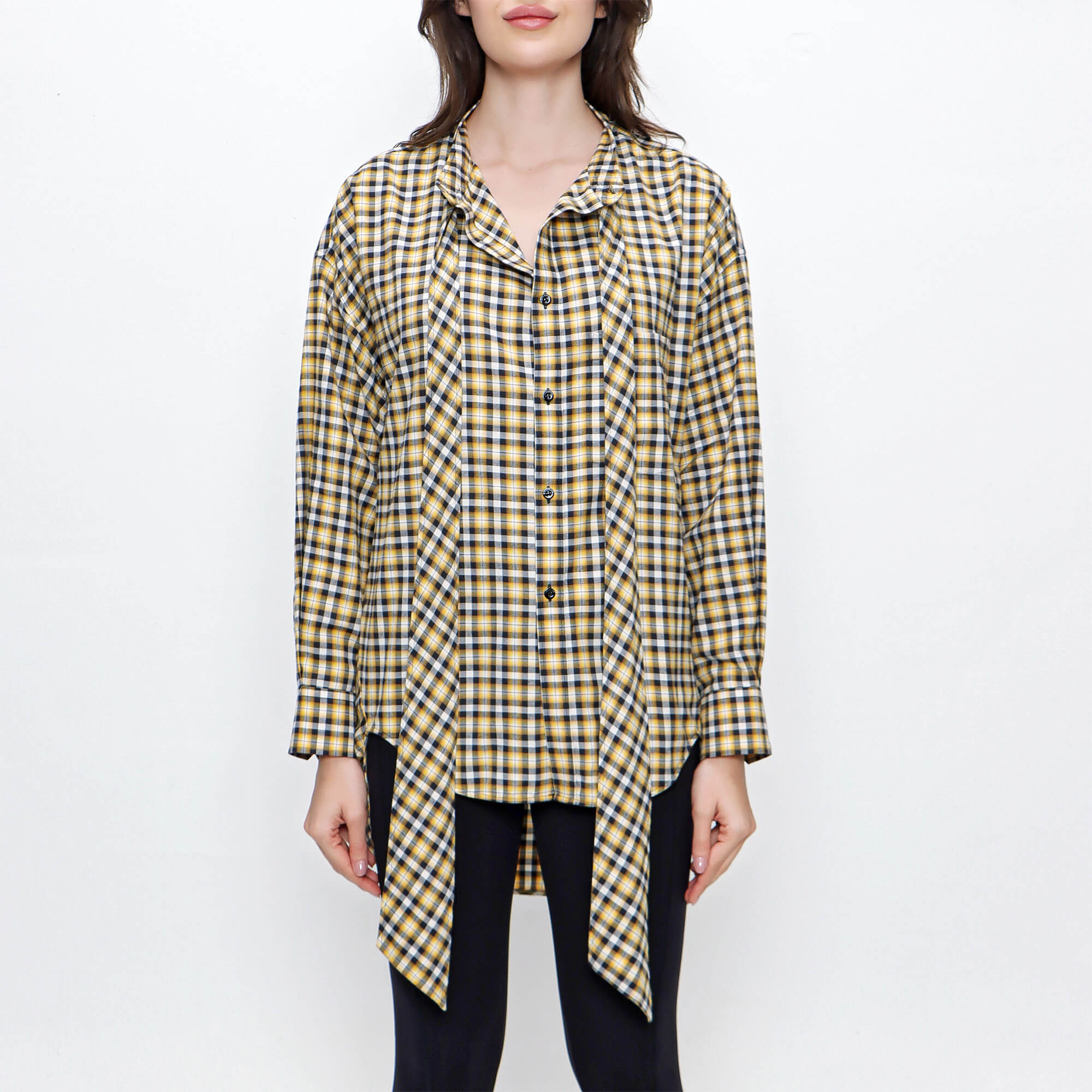 Balenciaga - Yellow Plaid New Swing Shirt 